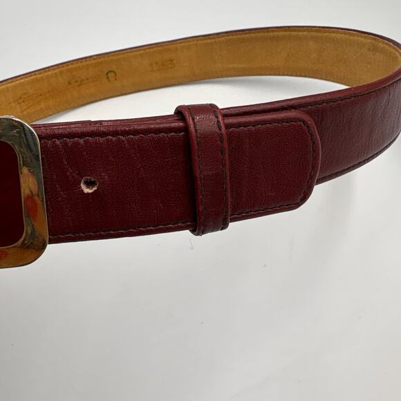Vintage Etienne Aigner Red Leather Belt Gold-tone Logo Buckle 26 XS XXS Milan main image 8